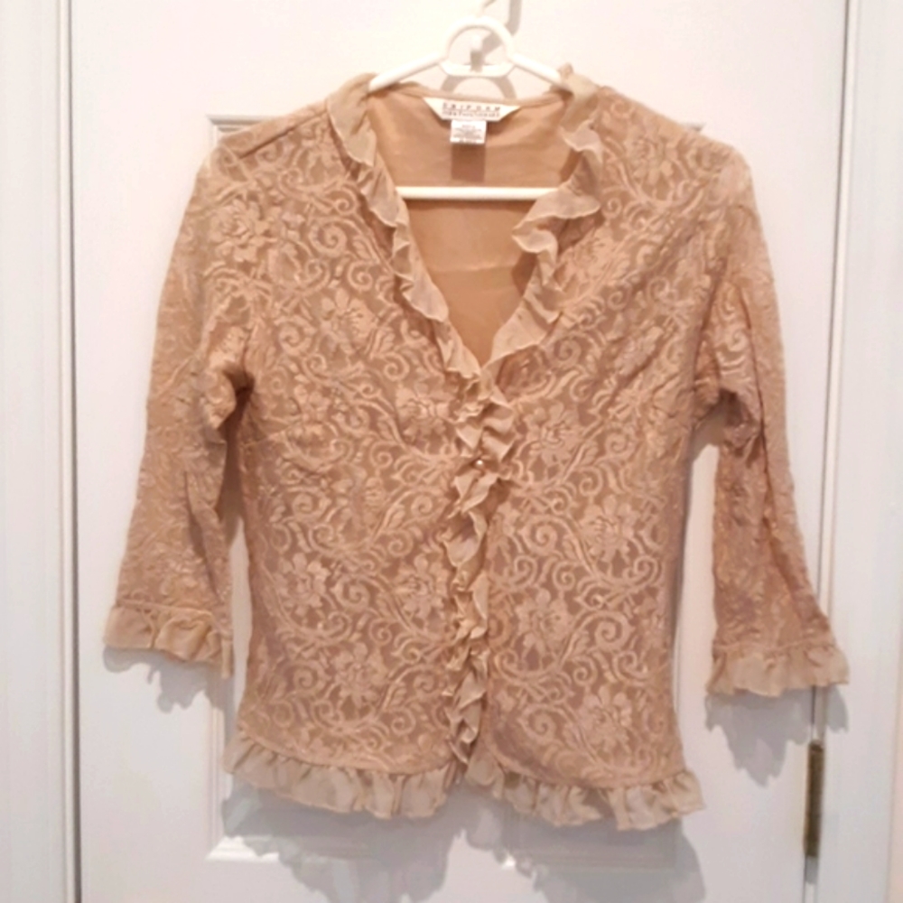 Vintage tan lace blouse